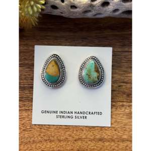 Rose Gold Water Drop Turquoise <b>Sterling</b> <b>Silver</b> <b>Stud</b> <b>Earrings</b> - Product Image 1