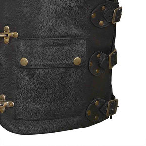 Nuevo Chaleco de Motociclista de Cuero Sintético con Cuello en V para Hombre, Talla Personalizada, 100% Genuino y Transpirable - Product Image 5