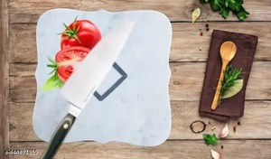 Elegante bandeja de cortar blanca con tabla de cortar de diseñador Premium de silueta única para uso moderno en cocina y Mesa - Product Image 4