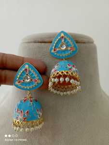ชุดต่างหู Jhumki เคลือบทำด้วยมือดีไซน์เฉพาะ - Product Image 4
