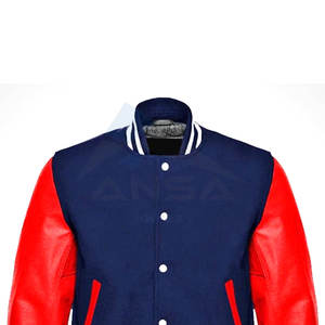 Chaqueta Universitaria Roja y Azul Estilo Béisbol para Hombre con Diseño de Dos Tonos, Cierre Clásico con Botones a Presión y Ajuste Cómodo - Product Image 2