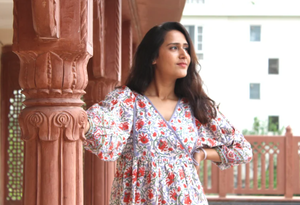 Nouvelles robes longues imprimées à manches 3/4 tendance pour femmes, vêtements décontractés élégants, imprimées à la main - Product Image 4