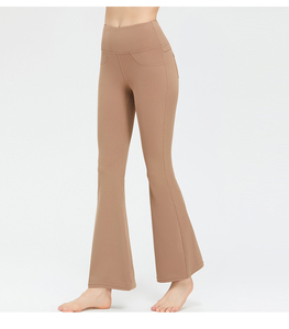 Vêtements de sport pour femmes, leggings évasés de yoga, sans couture, respirants, écologiques, pantalons de fitness d'hiver, taille élastique, tissu doux, grande taille - Product Image 4