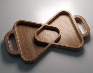 Plateau de service classique en bois carré peint à la main pour cadeaux - Product Image 3