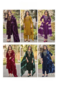 Coton brodé lourd Flex Salwar Kameez avec poche pour pantalon comprend Dupatta pour les vêtements de fête des adultes vêtements indiens et pakistanais - Product Image 2