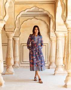 Robe Jayalini imprimée à la main, style bohème, en coton, décontractée, occasionnelle, pour les vacances d'été, pour femmes - Product Image 4