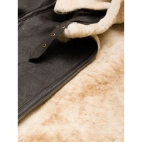 Blouson bombardier classique en cuir marron peau de mouton pour femme, avec capuche en fourrure de mouton, b-3