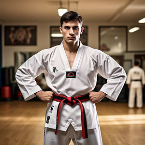 ชุดยูนิเซ็กซ์คุณภาพสูง ผ้าฝ้าย 100% ระบายอากาศได้ดี น้ำหนักเบา 280 กรัม ชุดเทควันโด ผ้าที่ยืดหยุ่นได้ เหมาะสำหรับศิลปะการต่อสู้และมวย - Product Image 3