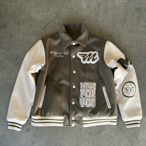 Custom Logo High Quality CVC French Terry Team Uniform Men's College Jackets Wholesale Blank Plain Varsity Baseball Jacket - Product Image 1