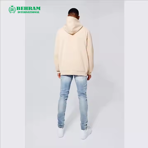 Nouveau sweat à capuche zippé beige de qualité supérieure avec logo personnalisé, vente en gros, streetwear pour hommes et sweat à capuche épais - Product Image 2