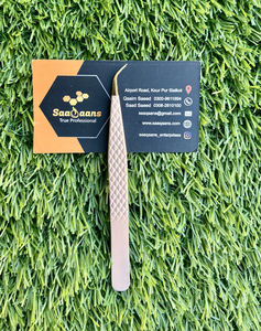 Pinzas profesionales para extensión de pestañas de acero inoxidable Peach Nude Diamond Grip Classic y volumen con punta puntiaguda - Product Image 5