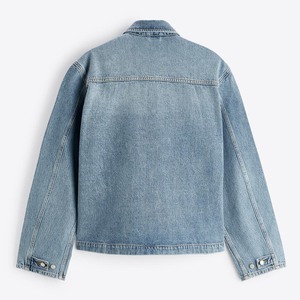 Chaqueta de mezclilla Y2K clásica personalizada, chaqueta de cuello lavado azul, ropa de abrigo para hombre con bolsillo - Product Image 2