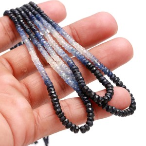 Cuentas de Piedra de Zafiro Azul Facetadas en Forma de Rondelle, Naturales, con Efecto Degradado Brillante, 4mm, Corte Liso, para Joyería, Color Claro - Product Image 4