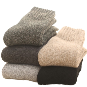Mid Calf Woolen Cashmere Thermal Winter Socks for Men <b>Women</b> Long Soft Hosiery Logo Cuff Crew Solid Color Warm Winter Gift Socks - Product Image 2