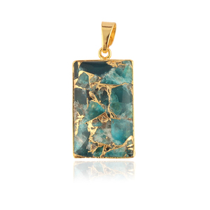 Colgante chapado en oro turquesa de cobre, forma rectangular, elegante, para fabricación de joyas - Product Image 2