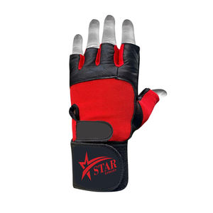 Gants de fitness en cuir demi-doigt pour hommes pour l'entraînement de musculation Gants d'haltérophilie avec support de poignet - Product Image 4