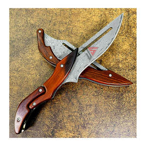 Cuchillo de Caza Plegable de Acero de Damasco Personalizado con Mango de Madera de Palisandro, Opción OEM, Garantía de 3 Años, Uso en Cocina, Grabado Disponible - Product Image 3