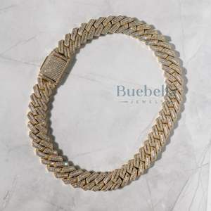 Collar de eslabones cubanos chapado en oro de 19mm para hombre, estilo Hip Hop con Baguette de plata 925 VVS Moissanite y joyería de diamantes - Product Image 3