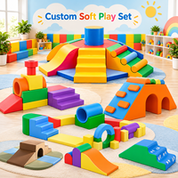 Aire de jeux modulaire personnalisée en pastel, blocs d'escalade en mousse, toboggan et équipement pour aire de jeux intérieure pour enfants, idéal pour la jungle gym et les tout-petits