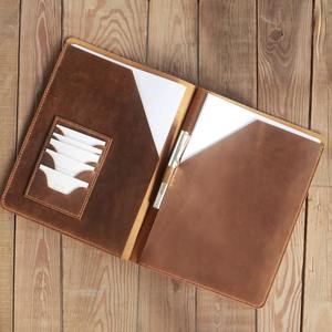 A5 Size File <b>Folder</b> <b>Leather</b> Cover A5 Portfolio Binder with Magnetic Buckle Clip File LAP-0029 - Product Image 1
