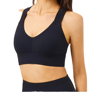 Soutien-gorge de yoga contrastant pour femme, soutien-gorge de sport, vente en gros, soutien-gorge de fitness, haut de sport, logo personnalisé, vêtements de sport confortables, service OEM - Product Image 3