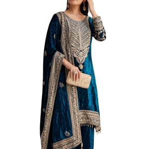 Robe de mariée en velours brodé professionnelle, tissu doux, 100% velours, élégante, pour les fêtes d'hiver, mariage, haute qualité - Product Image 4