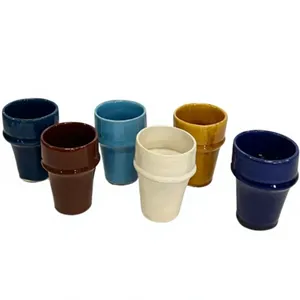 Ensemble de tasses à café en céramique modernes et simples, fabriquées à la main, à double paroi, écologiques, durables et portables, pour la maison et les fêtes - Product Image 1