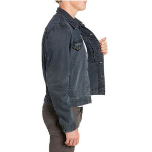 Chaqueta de mezclilla de color negro OEMODM Impreso Lavado ácido Chaqueta de mezclilla de manga larga de un solo pecho para hombres para la temporada de otoño - Product Image 3