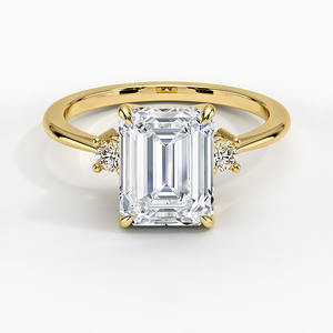 แหวนเพชรที่ปลูกในแล็บสไตล์โบราณ14K แข็งทองสามชิ้นแหวนหมั้นทำจากหินใหม่เครื่องประดับที่เรียบง่ายสำหรับผู้หญิง - Product Image 1