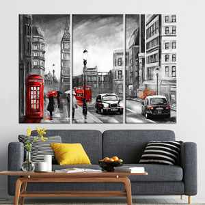 Stunning Printed Abstract Cityscape Canvas Artwork - Modern Decor,3P:Gallery <b>Wrapped</b> - Product Image 1