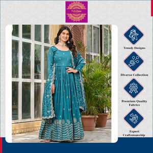 ชุดเดรสยาวแบบ Anarkali คุณภาพพรีเมียม ทันสมัย สวยงาม หรูหรา พร้อมผ้าคลุมไหล่ สไตล์อินเดีย กำลังเป็นที่ต้องการอย่างมาก - Product Image 6