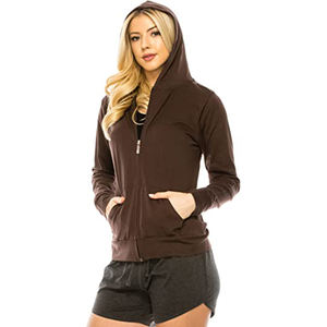 OEM-Conjunto de Sudadera con capucha y cremallera personalizada para mujer, ropa para parte superior unisex, con cremallera, en relieve, venta al por mayor - Product Image 2
