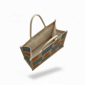 Fruit Design Jute Handbag with Rope Handle Stylish Eco-Friendly <b>Foldable</b> Shopping <b>Bag</b> - Product Image 3