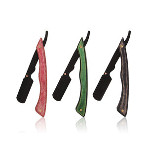 Manche en bois Logo personnalisé en acier inoxydable Salon de coiffure coupe droite gorge rasoir barbe tête rasage lame unique rasage rasoir - Product Image 6