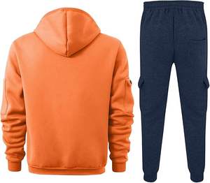 Survêtements de couleur unie pour hommes Ensemble décontracté Pantalon de survêtement à capuche de sport ample Combinaison régulière à poches multiples - Product Image 6