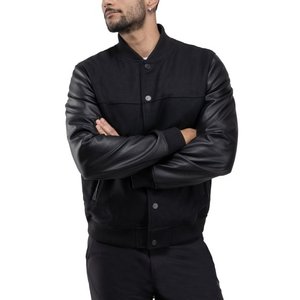 Veste universitaire pour hommes manches en cuir véritable et laine mélangée Letterman Boys College Varsity Jackets XS-5XL - Product Image 3