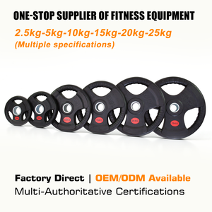 Disques de musculation <span class=keywords><strong>en</strong></span> <span class=keywords><strong>fonte</strong></span> recouverts de caoutchouc, à triple grip, antidérapants, pour usage commercial <span class=keywords><strong>en</strong></span> salle de sport, <span class=keywords><strong>20KG</strong></span> 44LB 15KG 10KG 5KG 2.5KG - Product Image 3