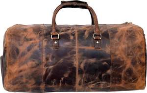 Bolsa de viaje de cuero genuino hecha a mano Vintage para hombre, equipaje de viaje, bolsa de gimnasio de fin de semana Premium, proveedor de transporte - Product Image 4