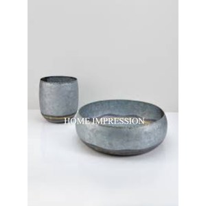 ชามเสิร์ฟอาหารชุบสังกะสีสีเทาและสีน้ำตาลทันสมัย - Product Image 3