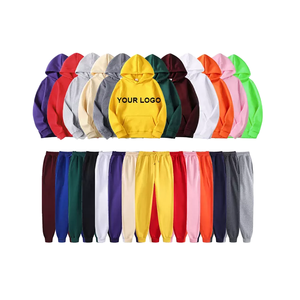 Chándal sólido con capucha para hombre, informal, ajustado, transpirable, a prueba de viento, 100% algodón, conjunto de ropa deportiva de manga larga - Product Image 1