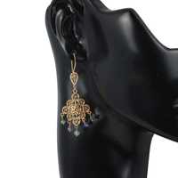 Boucles d'oreilles vintage plaquées or 22 carats avec perles de saphir et d'émeraude pour femmes, bijoux de fête