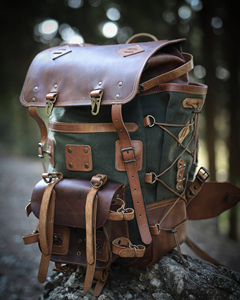 Genuine <b>Leather</b> Canvas <b>Backpack</b> Wholesale Vintage Travel Laptop <b>Backpack</b> for <b>Men</b> Women Custom Logo OEM LCB-0001 Water Resistant - Product Image 5