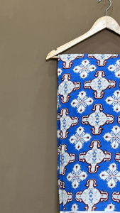 Tela de Algodón con Estampado a Mano Mughal Azul: Textil Indio Azul Real, por Yarda - Product Image 2