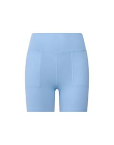 Pantalones cortos de mujer de proceso personalizado Blue Essence Scrunch de cintura alta con 2 botones en la espalda y 2 bolsillos en la cadera para mujer, pantalones cortos de gimnasio transpirables - Product Image 3