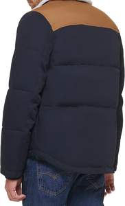 Dernier modèle de veste d'hiver épaisse en cuir matelassé pour homme, de haute qualité, en toile, coupe-vent, chaude, avec col en fausse fourrure, réversible devant - Product Image 2