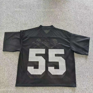 Maillot de football rétro en polyester personnalisé, streetwear court, haut en maille, maillot de football américain surdimensionné avec personnalisation du nom de l'équipe - Product Image 2