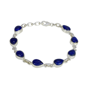 Lapis แท้ Lazuli รูปร่างลูกแพร์พลอย925ตั้งค่ากรอบเงินสเตอลิงกำไลน่ารักปรับได้ทำด้วยมือ - Product Image 2