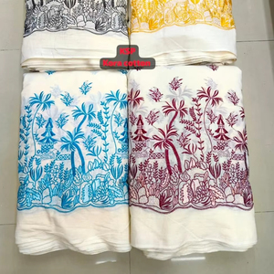 Tela de bordado de algodón de lujo para prendas y manualidades, hilo fino y diseños detallados para productos terminados elegantes - Product Image 1