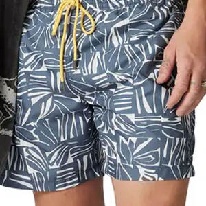 OEM Custom <b>Men</b> Swim <b>Shorts</b> Charcoal Grey <b>White</b> Abstract Print Beachwear Quick Dry Waterproof UV Protection Board <b>Shorts</b> - Product Image 2