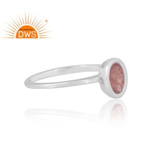 Anillo de piedras preciosas de cuarzo de fresa Natural de plata de ley de nueva tendencia, joyería de diseño personalizado para mujer, regalo para ella - Product Image 4